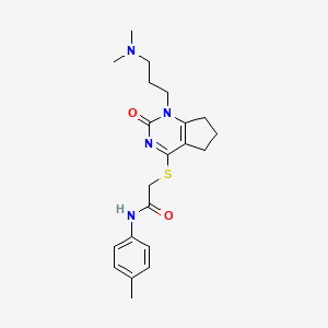 2-({1-[3-(dimethylamino)propyl]-2-oxo-1H,2H,5H,6H,7H-cyclopenta[d]pyrimidin-4-yl}sulfanyl)-N-(4-methylphenyl)acetamide - 898434-41-8