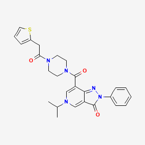 5-isopropyl-2-phenyl-7-(4-(2-(thiophen-2-yl)acetyl)piperazine-1-carbonyl)-2H-pyrazolo[4,3-c]pyridin-3(5H)-one - 1105216-94-1