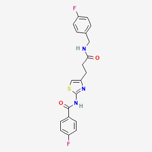 4-fluoro-N-(4-(3-((4-fluorobenzyl)amino)-3-oxopropyl)thiazol-2-yl)benzamide - 1021218-61-0