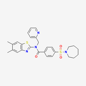 4-(azepan-1-ylsulfonyl)-N-(5,6-dimethylbenzo[d]thiazol-2-yl)-N-(pyridin-2-ylmethyl)benzamide - 922938-11-2