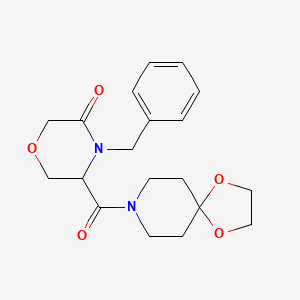 4-Benzyl-5-(1,4-dioxa-8-azaspiro[4.5]decane-8-carbonyl)morpholin-3-one - 1351582-65-4