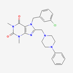 7-[(3-Chlorophenyl)methyl]-1,3-dimethyl-8-[(4-phenylpiperazin-1-yl)methyl]purine-2,6-dione - 851940-05-1