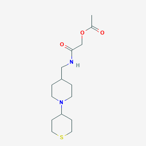 2-oxo-2-(((1-(tetrahydro-2H-thiopyran-4-yl)piperidin-4-yl)methyl)amino)ethyl acetate - 2034241-25-1