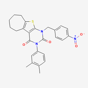 3-(3,4-dimethylphenyl)-1-(4-nitrobenzyl)-6,7,8,9-tetrahydro-1H-cyclohepta[4,5]thieno[2,3-d]pyrimidine-2,4(3H,5H)-dione - 865655-09-0