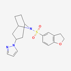(1R,5S)-8-((2,3-dihydrobenzofuran-5-yl)sulfonyl)-3-(1H-pyrazol-1-yl)-8-azabicyclo[3.2.1]octane - 2320886-75-5