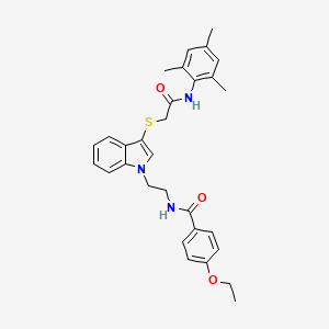 4-ethoxy-N-(2-(3-((2-(mesitylamino)-2-oxoethyl)thio)-1H-indol-1-yl)ethyl)benzamide - 862826-34-4