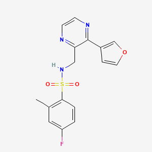 4-fluoro-N-((3-(furan-3-yl)pyrazin-2-yl)methyl)-2-methylbenzenesulfonamide - 2034396-19-3