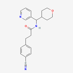 3-(4-cyanophenyl)-N-(pyridin-3-yl(tetrahydro-2H-pyran-4-yl)methyl)propanamide - 2034549-09-0