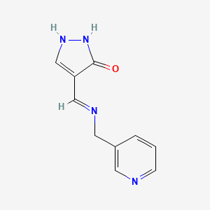 4-{[(3-pyridinylmethyl)amino]methylene}-2,4-dihydro-3H-pyrazol-3-one - 338975-74-9