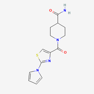1-(2-(1H-pyrrol-1-yl)thiazole-4-carbonyl)piperidine-4-carboxamide - 1251706-19-0