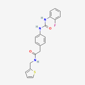 2-(4-(3-(2-fluorophenyl)ureido)phenyl)-N-(thiophen-2-ylmethyl)acetamide - 1211294-34-6