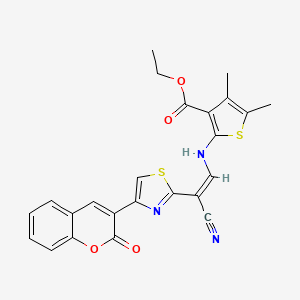 (Z)-ethyl 2-((2-cyano-2-(4-(2-oxo-2H-chromen-3-yl)thiazol-2-yl)vinyl)amino)-4,5-dimethylthiophene-3-carboxylate - 577961-06-9