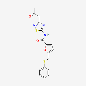 N-[3-(2-oxopropyl)-1,2,4-thiadiazol-5-yl]-5-[(phenylsulfanyl)methyl]furan-2-carboxamide - 831211-94-0