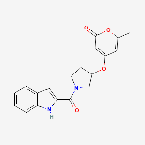 4-((1-(1H-indole-2-carbonyl)pyrrolidin-3-yl)oxy)-6-methyl-2H-pyran-2-one - 1704534-67-7