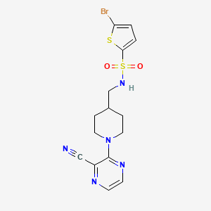 5-bromo-N-((1-(3-cyanopyrazin-2-yl)piperidin-4-yl)methyl)thiophene-2-sulfonamide - 1796969-78-2
