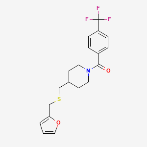 (4-(((Furan-2-ylmethyl)thio)methyl)piperidin-1-yl)(4-(trifluoromethyl)phenyl)methanone - 1396767-37-5