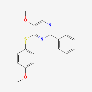 5-Methoxy-4-[(4-methoxyphenyl)sulfanyl]-2-phenylpyrimidine - 477872-59-6