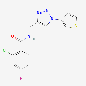 2-chloro-4-fluoro-N-((1-(thiophen-3-yl)-1H-1,2,3-triazol-4-yl)methyl)benzamide - 2034494-92-1