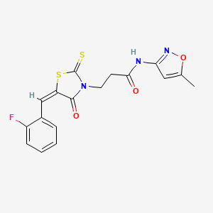 3-[(5E)-5-[(2-fluorophenyl)methylidene]-4-oxo-2-sulfanylidene-1,3-thiazolidin-3-yl]-N-(5-methyl-1,2-oxazol-3-yl)propanamide - 433704-34-8