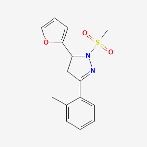 5-(furan-2-yl)-1-(methylsulfonyl)-3-(o-tolyl)-4,5-dihydro-1H-pyrazole - 1448048-27-8