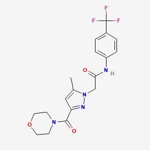 2-(5-methyl-3-(morpholine-4-carbonyl)-1H-pyrazol-1-yl)-N-(4-(trifluoromethyl)phenyl)acetamide - 1170878-74-6