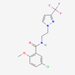 5-chloro-2-methoxy-N-(2-(3-(trifluoromethyl)-1H-pyrazol-1-yl)ethyl)benzamide - 1448051-41-9