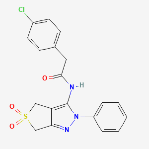2-(4-chlorophenyl)-N-(5,5-dioxo-2-phenyl-4,6-dihydrothieno[3,4-c]pyrazol-3-yl)acetamide - 893927-34-9