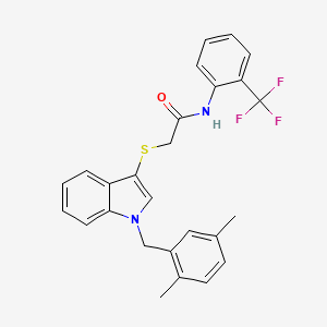2-({1-[(2,5-dimethylphenyl)methyl]-1H-indol-3-yl}sulfanyl)-N-[2-(trifluoromethyl)phenyl]acetamide - 681279-56-1