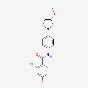 2-Chloro-4-fluoro-N-[4-(3-methoxypyrrolidin-1-yl)phenyl]benzamide - 1797344-46-7