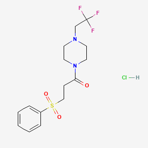 3-(Phenylsulfonyl)-1-(4-(2,2,2-trifluoroethyl)piperazin-1-yl)propan-1-one hydrochloride - 1351634-97-3