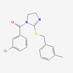 (3-bromophenyl)(2-((3-methylbenzyl)thio)-4,5-dihydro-1H-imidazol-1-yl)methanone - 851803-44-6