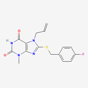 8-[(4-Fluorophenyl)methylsulfanyl]-3-methyl-7-prop-2-enylpurine-2,6-dione - 