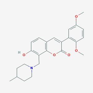 3-(2,5-dimethoxyphenyl)-7-hydroxy-8-((4-methylpiperidin-1-yl)methyl)-2H-chromen-2-one - 864818-97-3