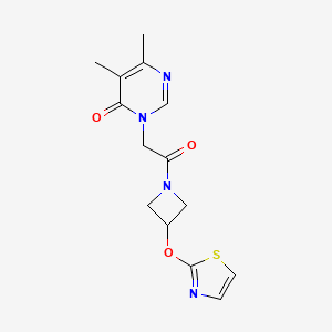 5,6-dimethyl-3-(2-oxo-2-(3-(thiazol-2-yloxy)azetidin-1-yl)ethyl)pyrimidin-4(3H)-one - 1705870-02-5