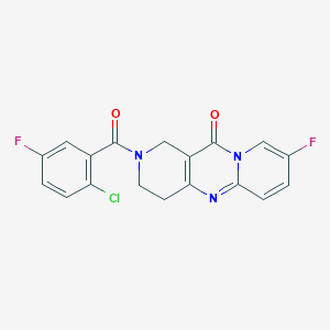 5-(2-chloro-5-fluorobenzoyl)-13-fluoro-1,5,9-triazatricyclo[8.4.0.03,8]tetradeca-3(8),9,11,13-tetraen-2-one - 2034508-30-8