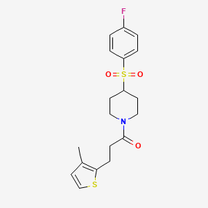 1-(4-((4-Fluorophenyl)sulfonyl)piperidin-1-yl)-3-(3-methylthiophen-2-yl)propan-1-one - 1798540-02-9
