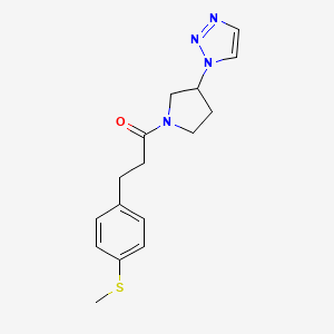 1-(3-(1H-1,2,3-triazol-1-yl)pyrrolidin-1-yl)-3-(4-(methylthio)phenyl)propan-1-one - 1795458-16-0