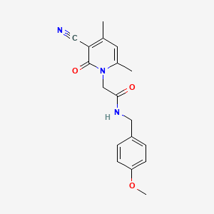 2-(3-cyano-4,6-dimethyl-2-oxo-1,2-dihydropyridin-1-yl)-N-[(4-methoxyphenyl)methyl]acetamide - 932314-83-5