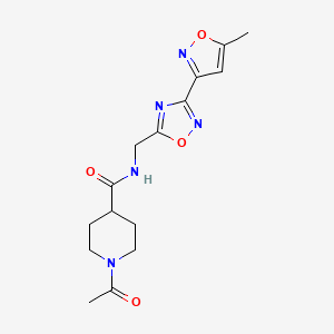 1-acetyl-N-((3-(5-methylisoxazol-3-yl)-1,2,4-oxadiazol-5-yl)methyl)piperidine-4-carboxamide - 1903250-47-4