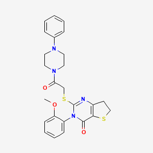 3-(2-methoxyphenyl)-2-((2-oxo-2-(4-phenylpiperazin-1-yl)ethyl)thio)-6,7-dihydrothieno[3,2-d]pyrimidin-4(3H)-one - 362501-71-1