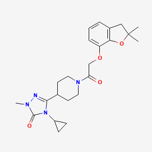 4-cyclopropyl-3-(1-(2-((2,2-dimethyl-2,3-dihydrobenzofuran-7-yl)oxy)acetyl)piperidin-4-yl)-1-methyl-1H-1,2,4-triazol-5(4H)-one - 1797737-14-4