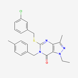 5-((3-chlorobenzyl)thio)-1-ethyl-3-methyl-6-(4-methylbenzyl)-1H-pyrazolo[4,3-d]pyrimidin-7(6H)-one - 1359128-75-8