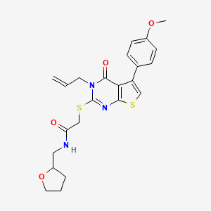 2-{[5-(4-methoxyphenyl)-4-oxo-3-(prop-2-en-1-yl)-3H,4H-thieno[2,3-d]pyrimidin-2-yl]sulfanyl}-N-[(oxolan-2-yl)methyl]acetamide - 670273-57-1