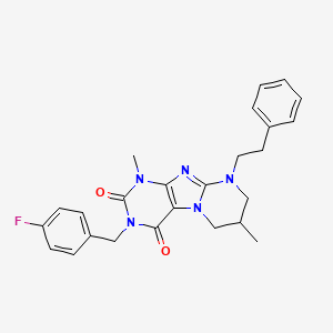3-(4-fluorobenzyl)-1,7-dimethyl-9-phenethyl-6,7,8,9-tetrahydropyrimido[2,1-f]purine-2,4(1H,3H)-dione - 862488-40-2