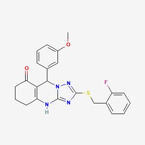 2-((2-fluorobenzyl)thio)-9-(3-methoxyphenyl)-5,6,7,9-tetrahydro-[1,2,4]triazolo[5,1-b]quinazolin-8(4H)-one - 536982-06-6
