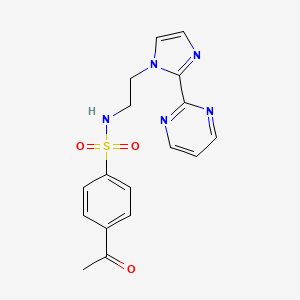 4-acetyl-N-(2-(2-(pyrimidin-2-yl)-1H-imidazol-1-yl)ethyl)benzenesulfonamide - 1797680-25-1