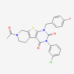 11-Acetyl-4-(3-chlorophenyl)-6-[(4-fluorophenyl)methyl]-8-thia-4,6,11-triazatricyclo[7.4.0.0^{2,7}]trideca-1(9),2(7)-diene-3,5-dione - 902943-75-3