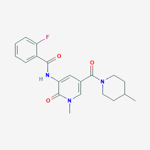 2-fluoro-N-(1-methyl-5-(4-methylpiperidine-1-carbonyl)-2-oxo-1,2-dihydropyridin-3-yl)benzamide - 1105242-29-2