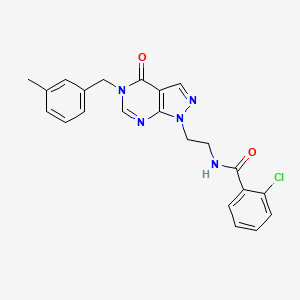 2-chloro-N-(2-(5-(3-methylbenzyl)-4-oxo-4,5-dihydro-1H-pyrazolo[3,4-d]pyrimidin-1-yl)ethyl)benzamide - 922118-24-9