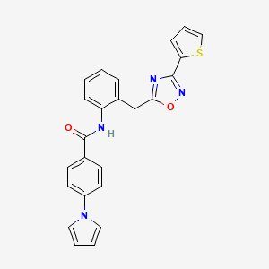 4-(1H-pyrrol-1-yl)-N-(2-((3-(thiophen-2-yl)-1,2,4-oxadiazol-5-yl)methyl)phenyl)benzamide - 1705376-54-0